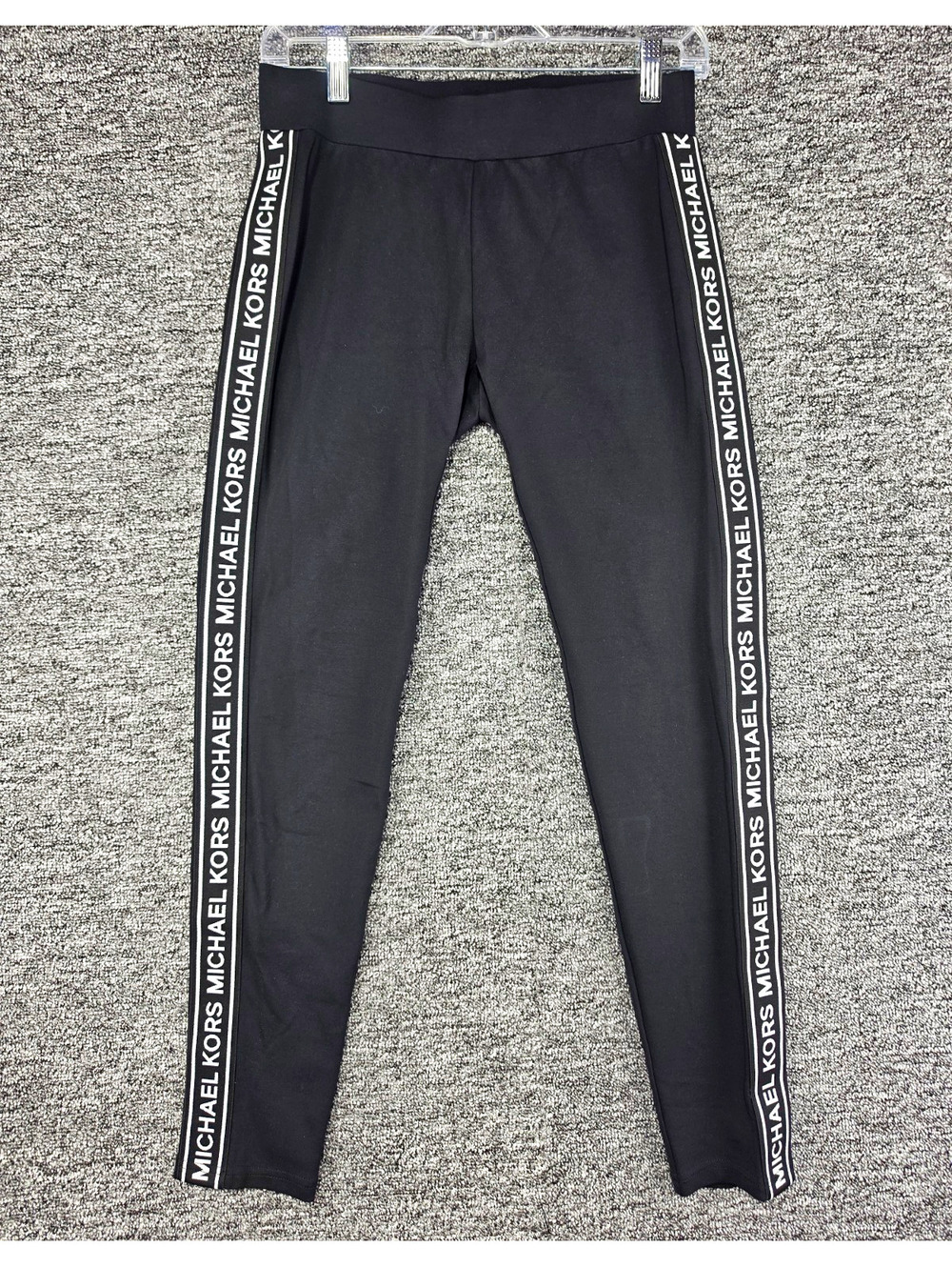 Michael Michael Kors Black Logo Side Stripe Ankle Leggings XS High Rise Stretch